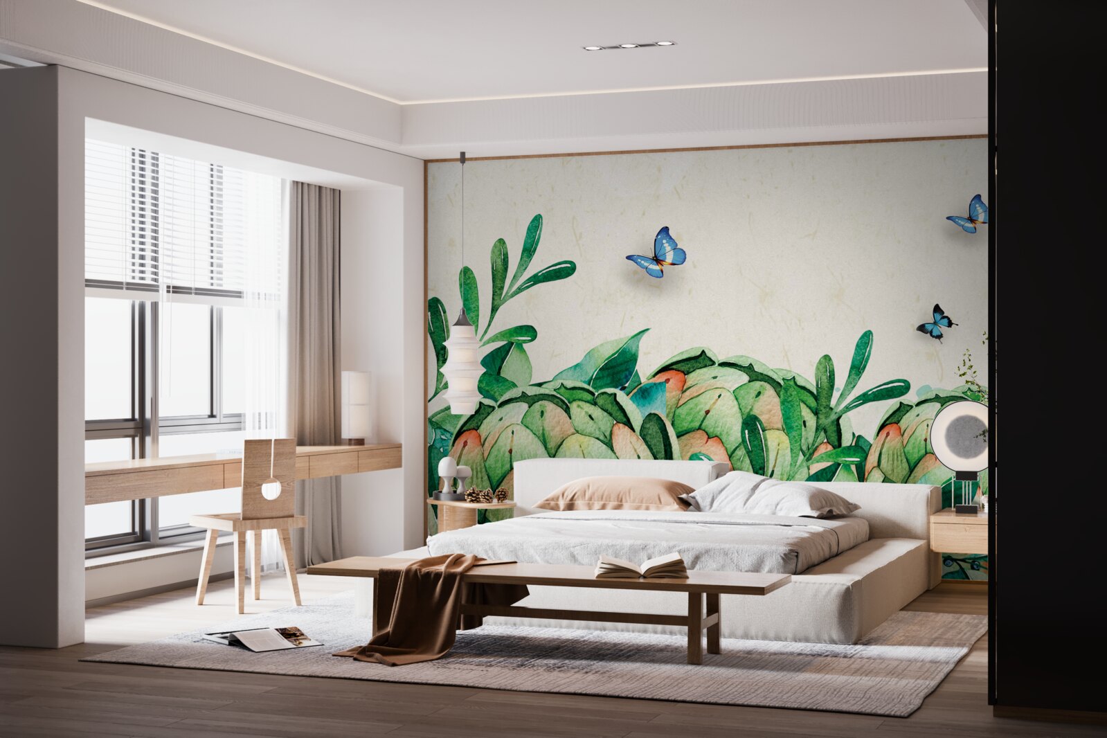 Фотошпалери метелики та рослини