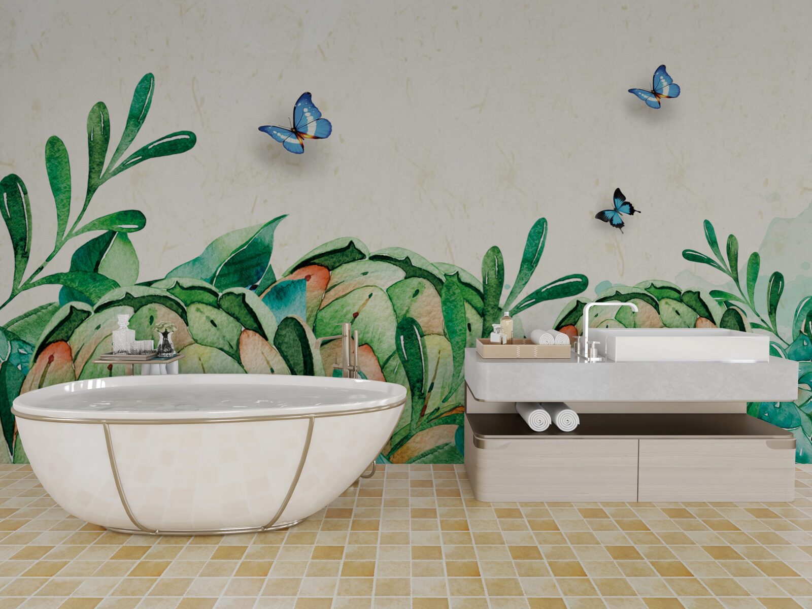 Фотошпалери метелики та рослини