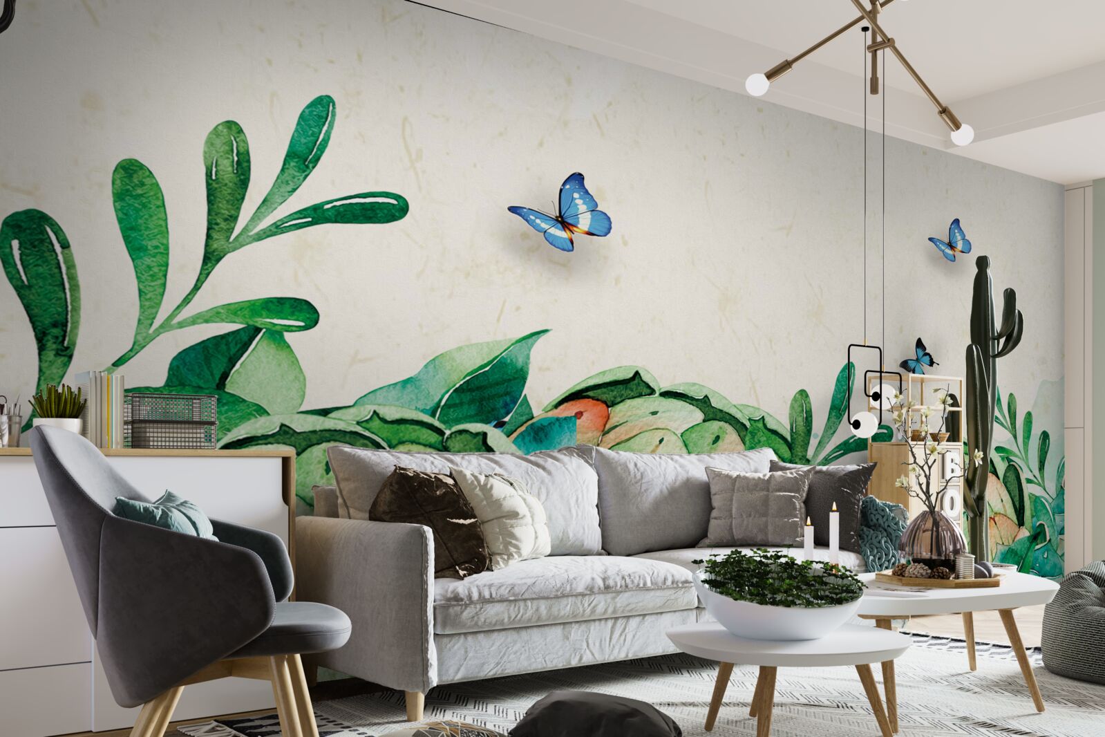 Фотошпалери метелики та рослини