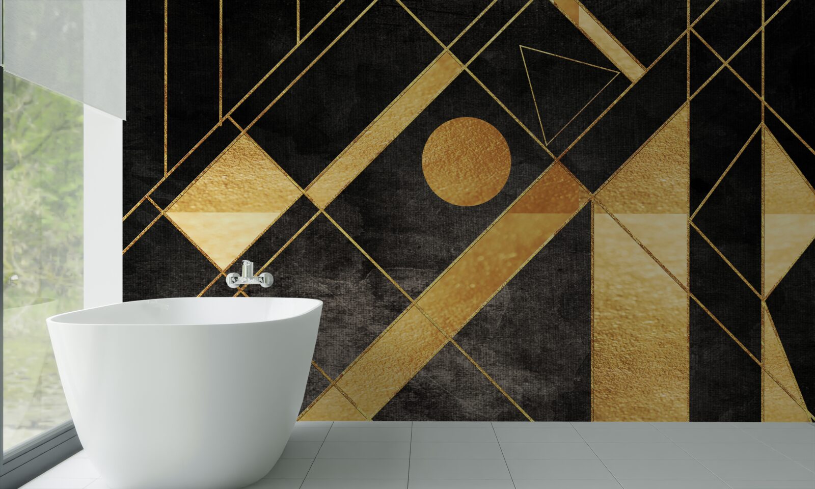 Фотошпалери чорний фон із золотими лініями