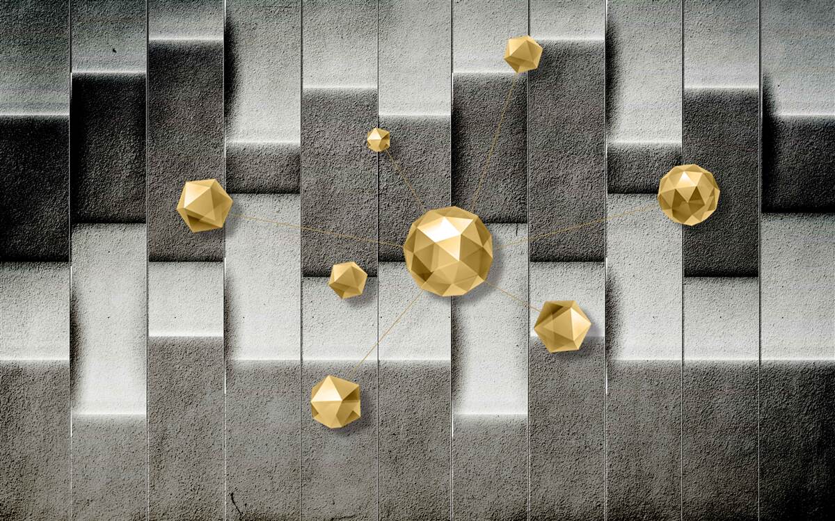 Фотошпалери об'ємні золоті фігури