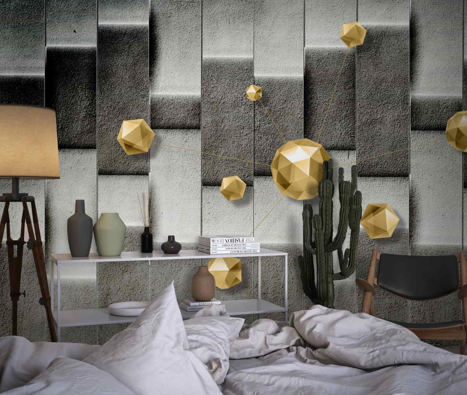 Фотошпалери об'ємні золоті фігури