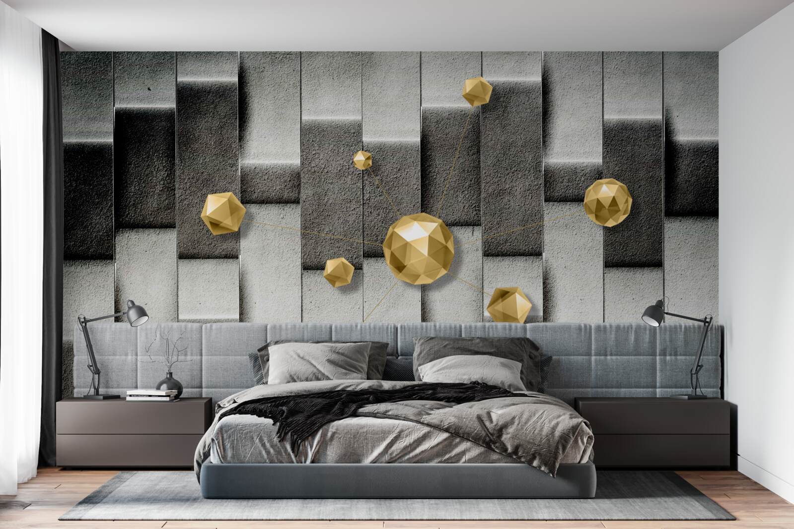 Фотошпалери об'ємні золоті фігури