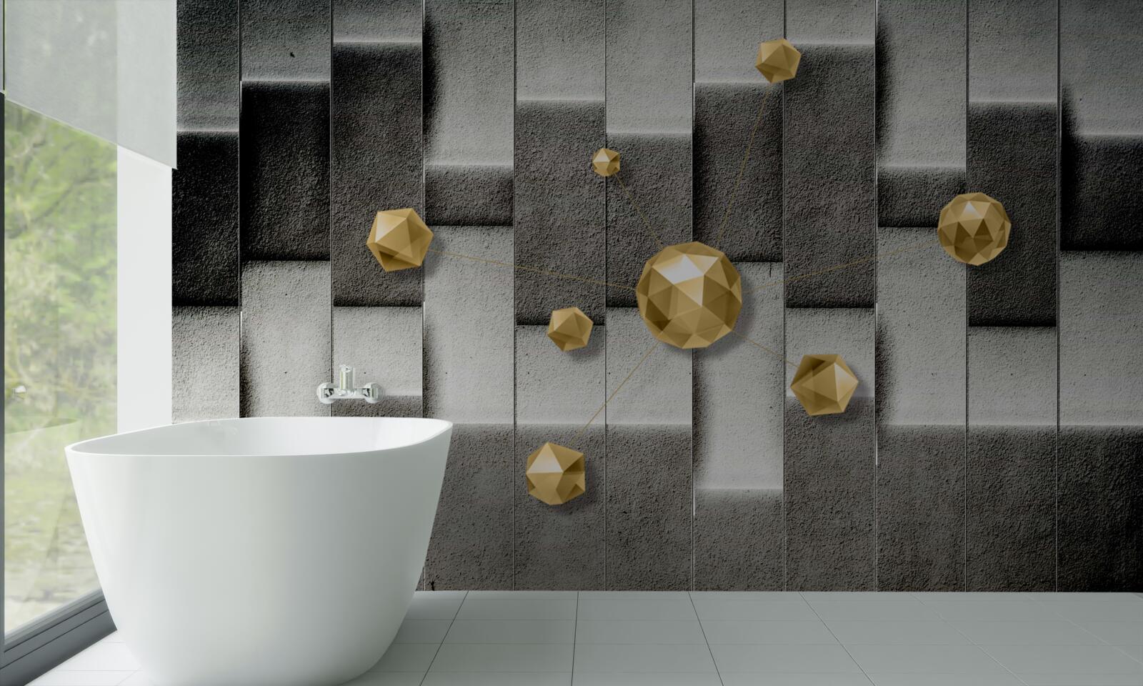 Фотошпалери об'ємні золоті фігури