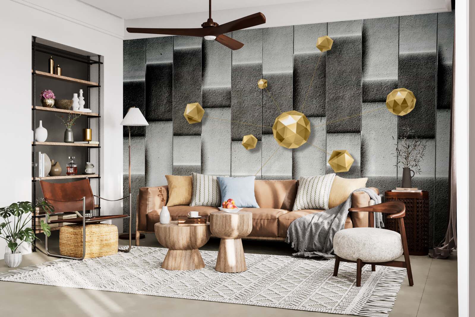 Фотошпалери об'ємні золоті фігури