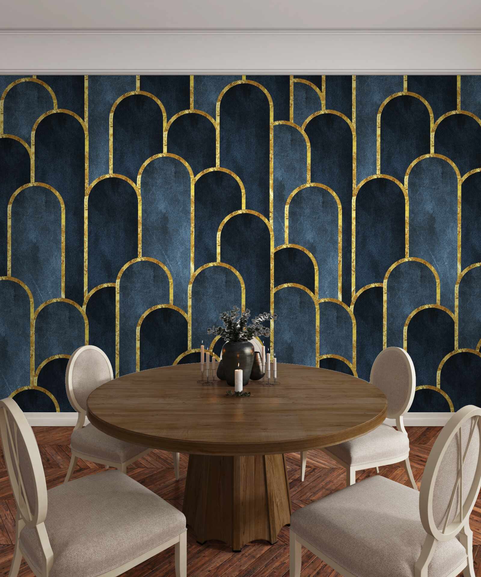 Фотошпалери золоті акценти на чорних повітряних топах