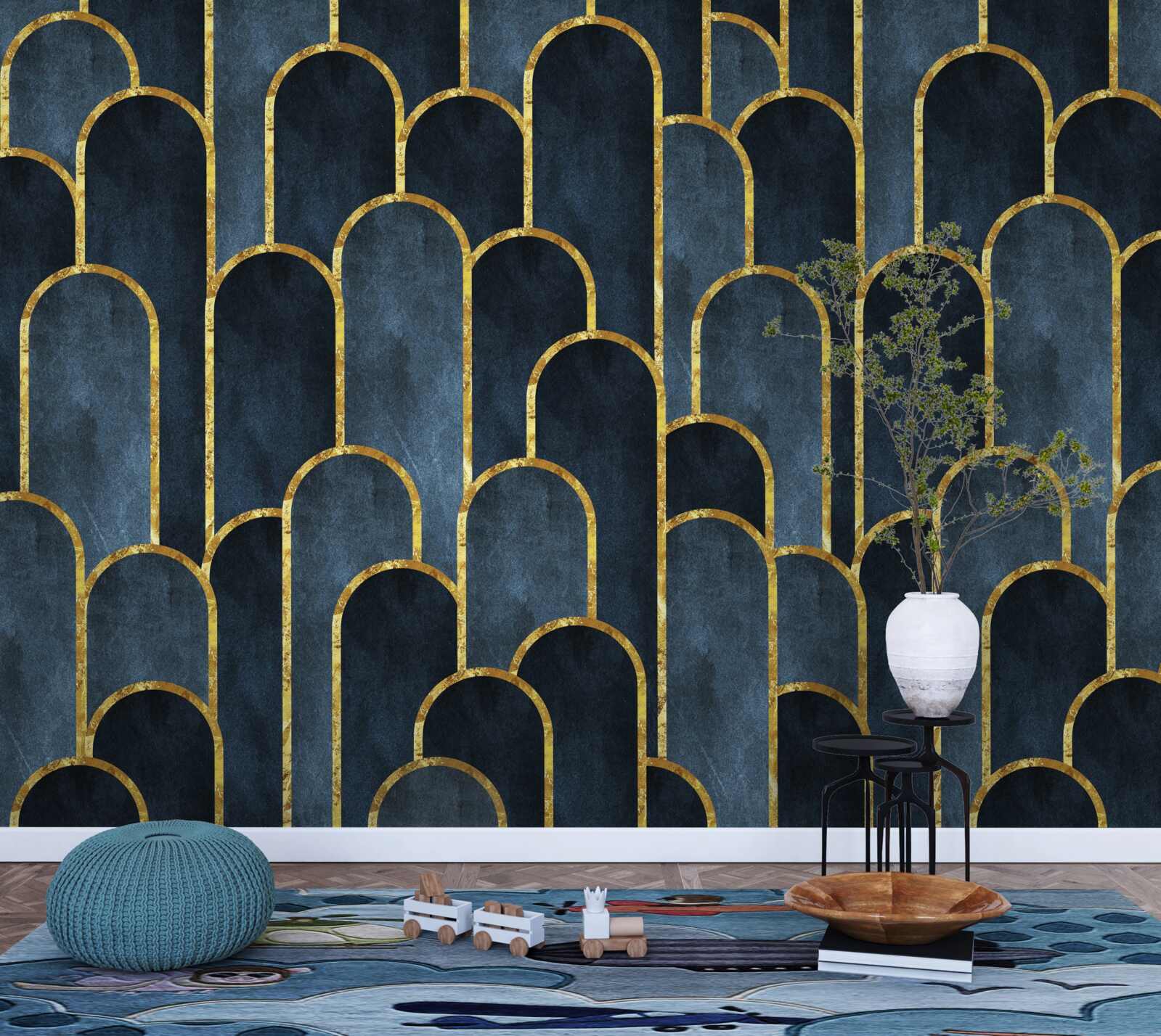 Фотошпалери золоті акценти на чорних повітряних топах