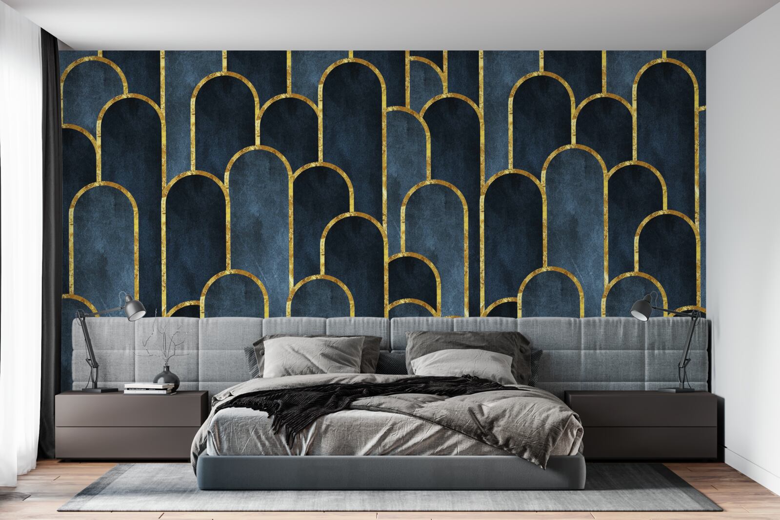 Фотошпалери золоті акценти на чорних повітряних топах