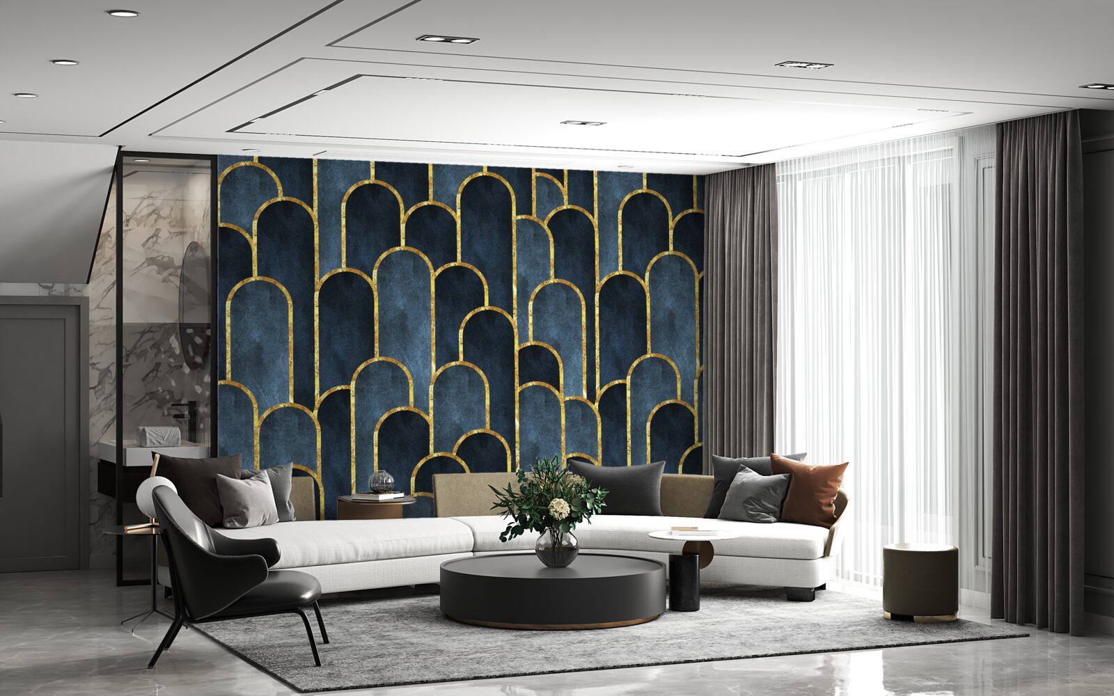 Фотошпалери золоті акценти на чорних повітряних топах