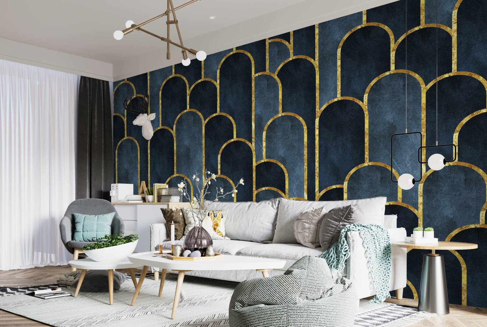 Фотошпалери золоті акценти на чорних повітряних топах