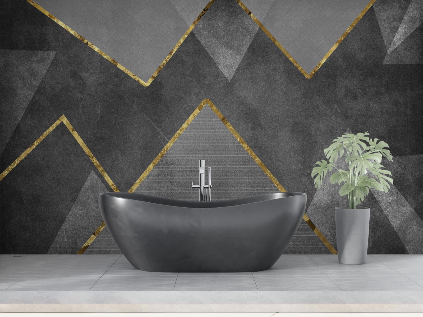 Фотошпалери золоті та чорно-білі зигзаги