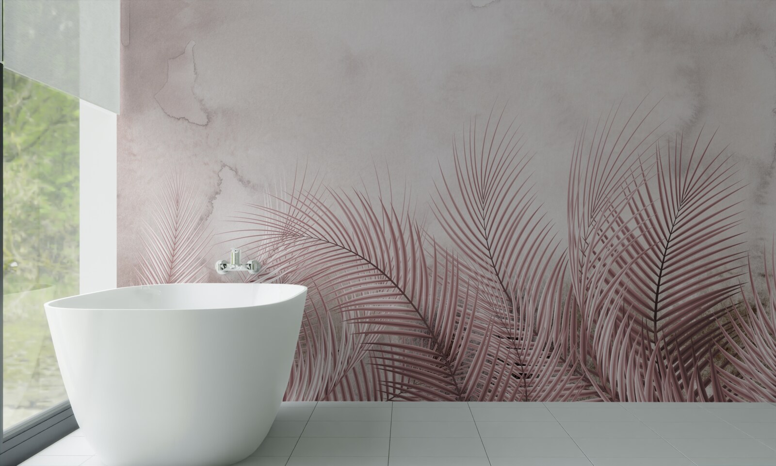 Фотошпалери тропічне листя в туманному серпанку