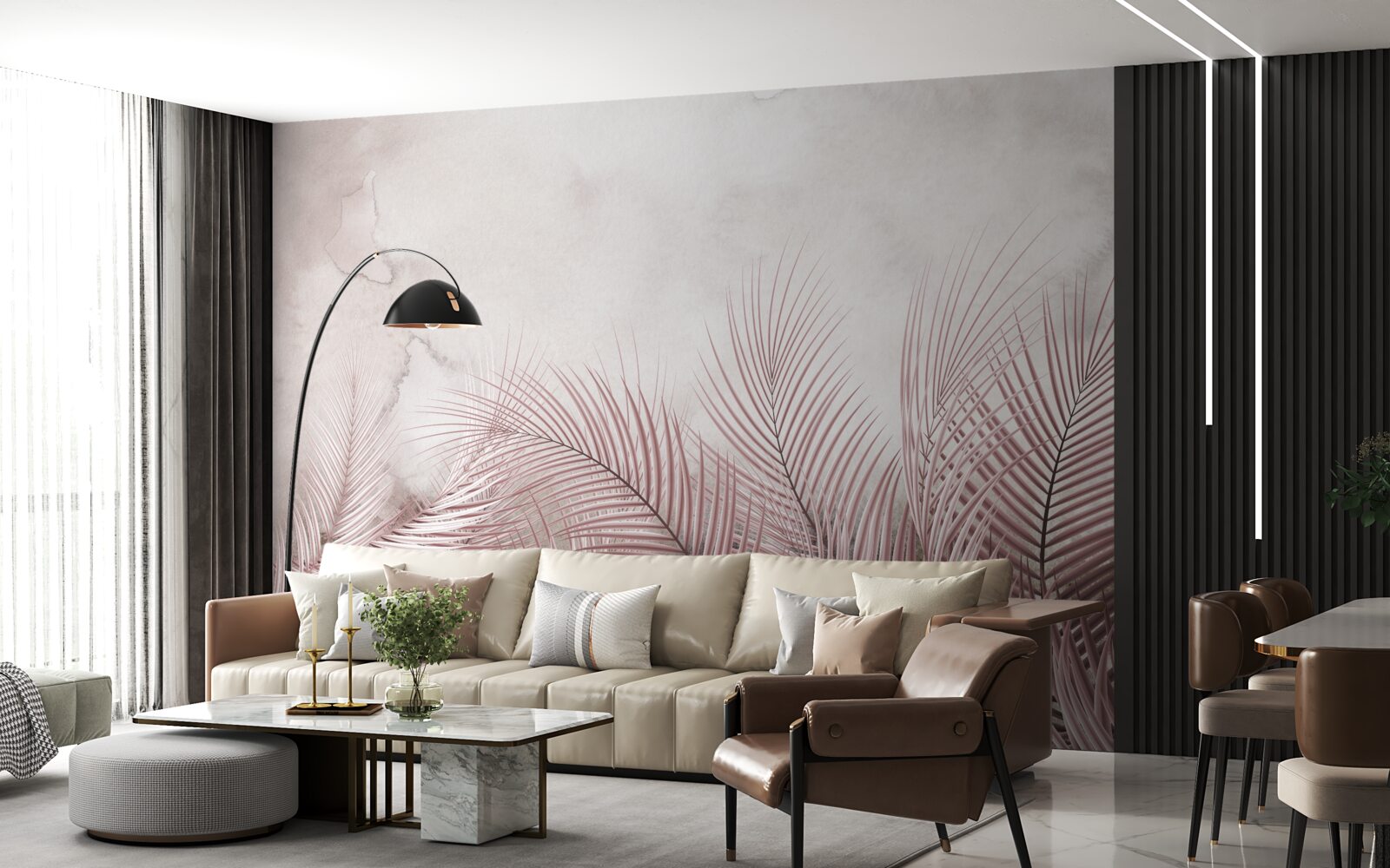 Фотошпалери тропічне листя в туманному серпанку