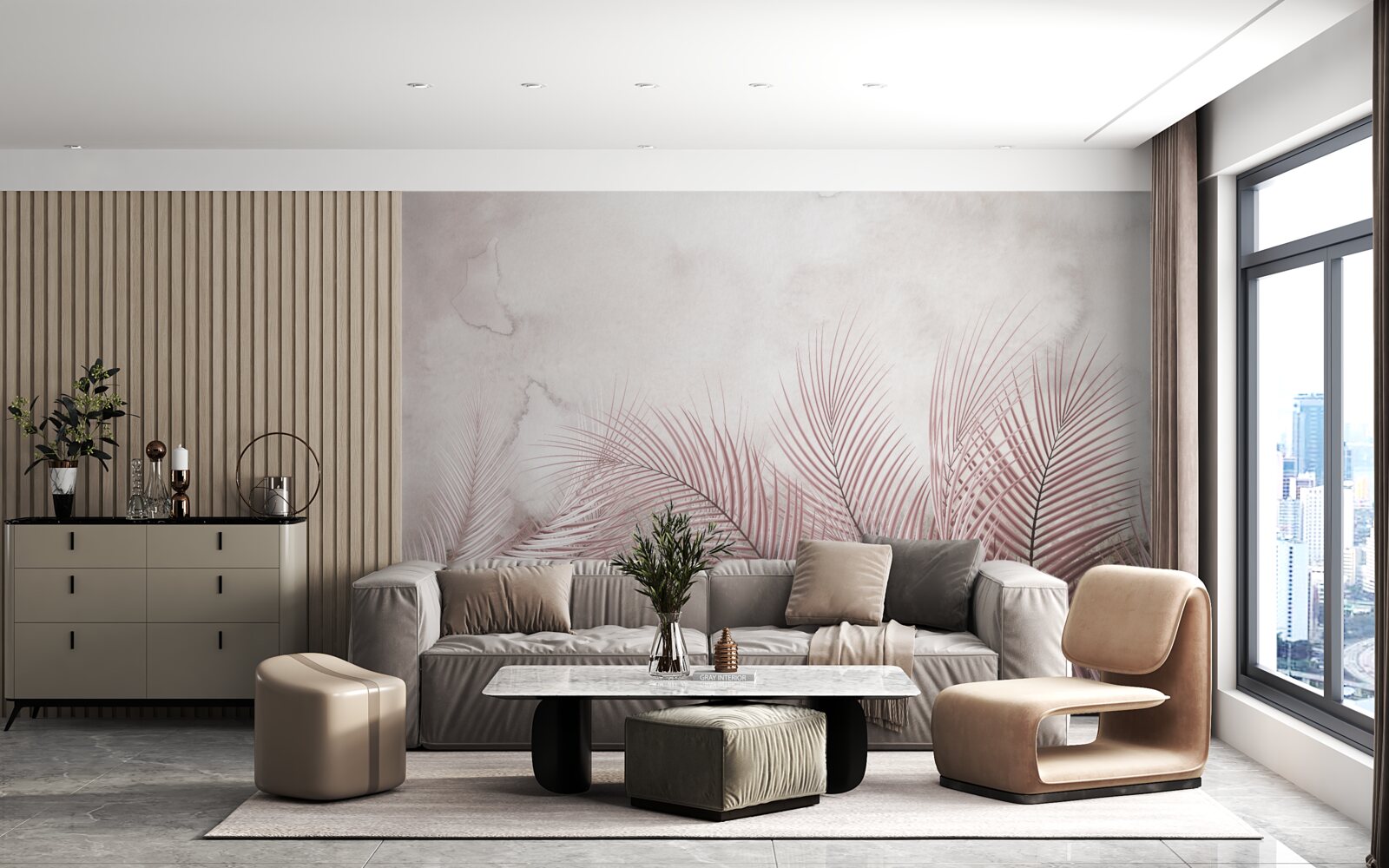 Фотошпалери тропічне листя в туманному серпанку