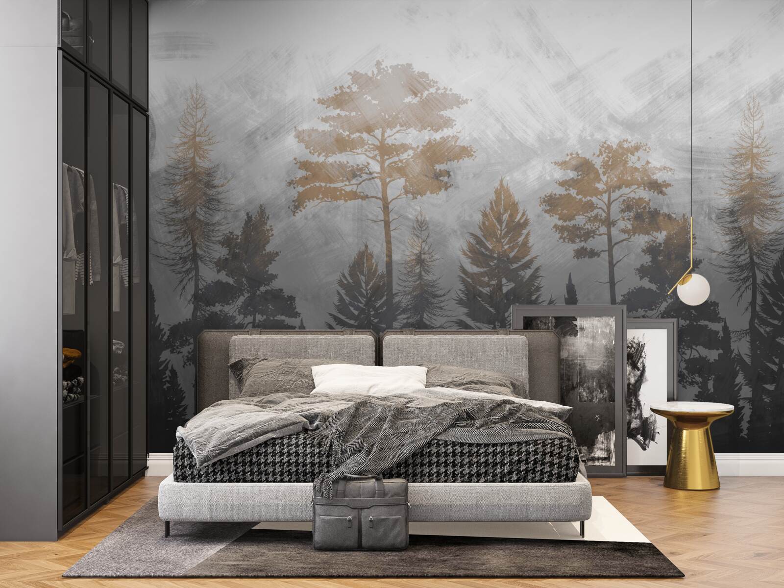 Фотошпалери сонце просвічує крізь лісовий туман