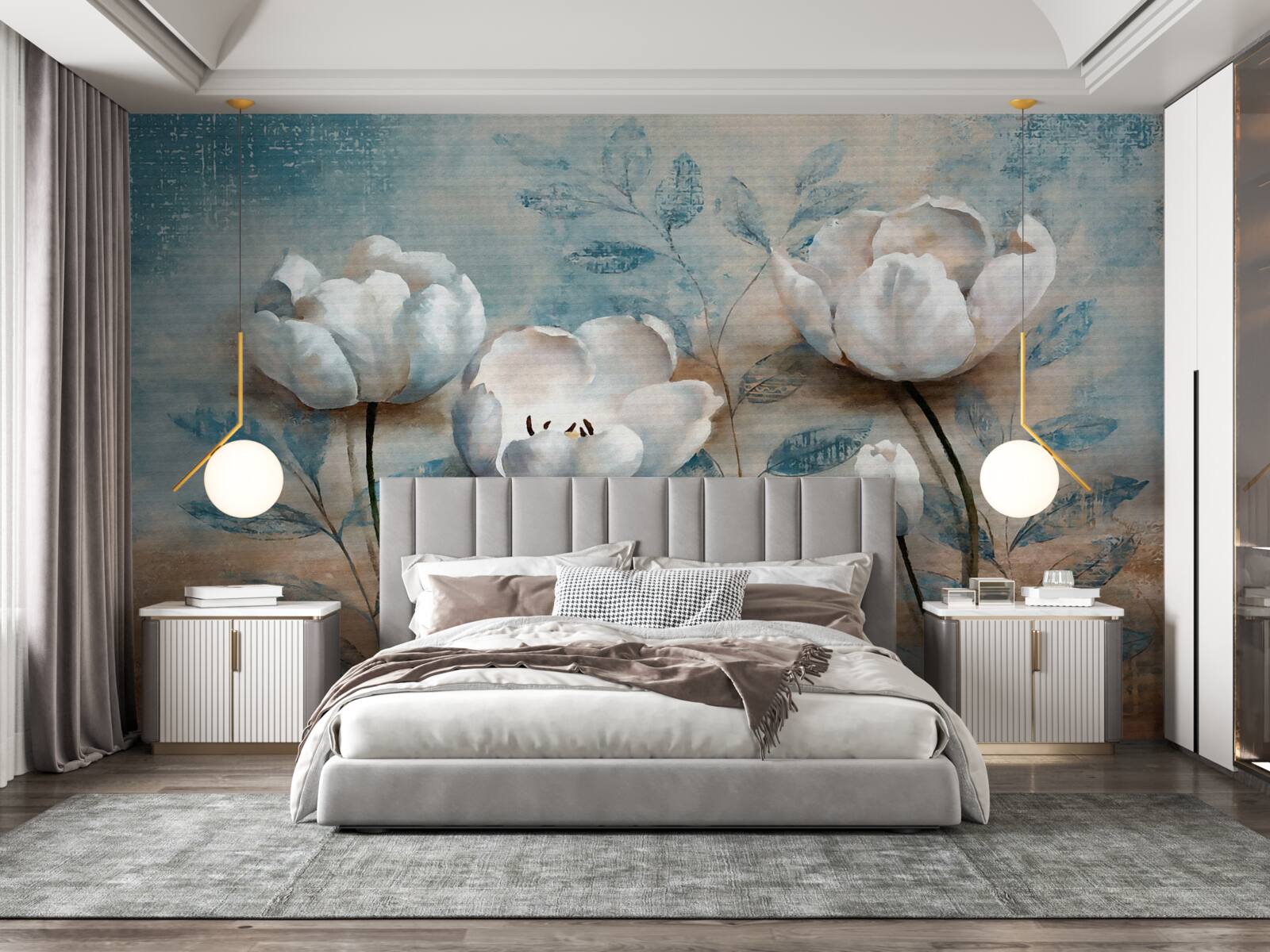 Фотошпалери ескіз з червоними бутонами