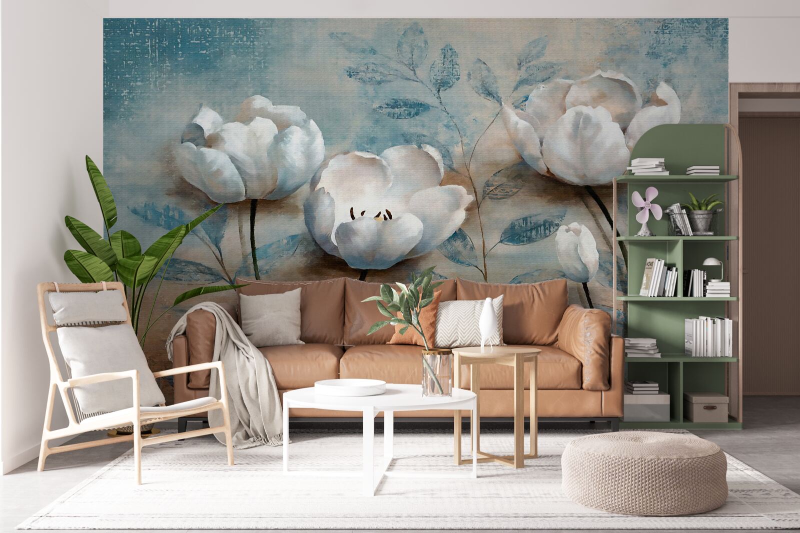 Фотошпалери ескіз з червоними бутонами