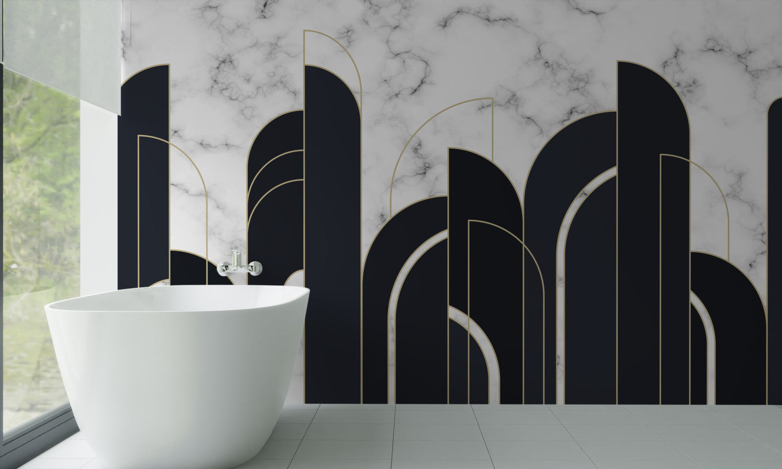 Фотошпалери вертикальні чорні лінії на сірому екрані привітання