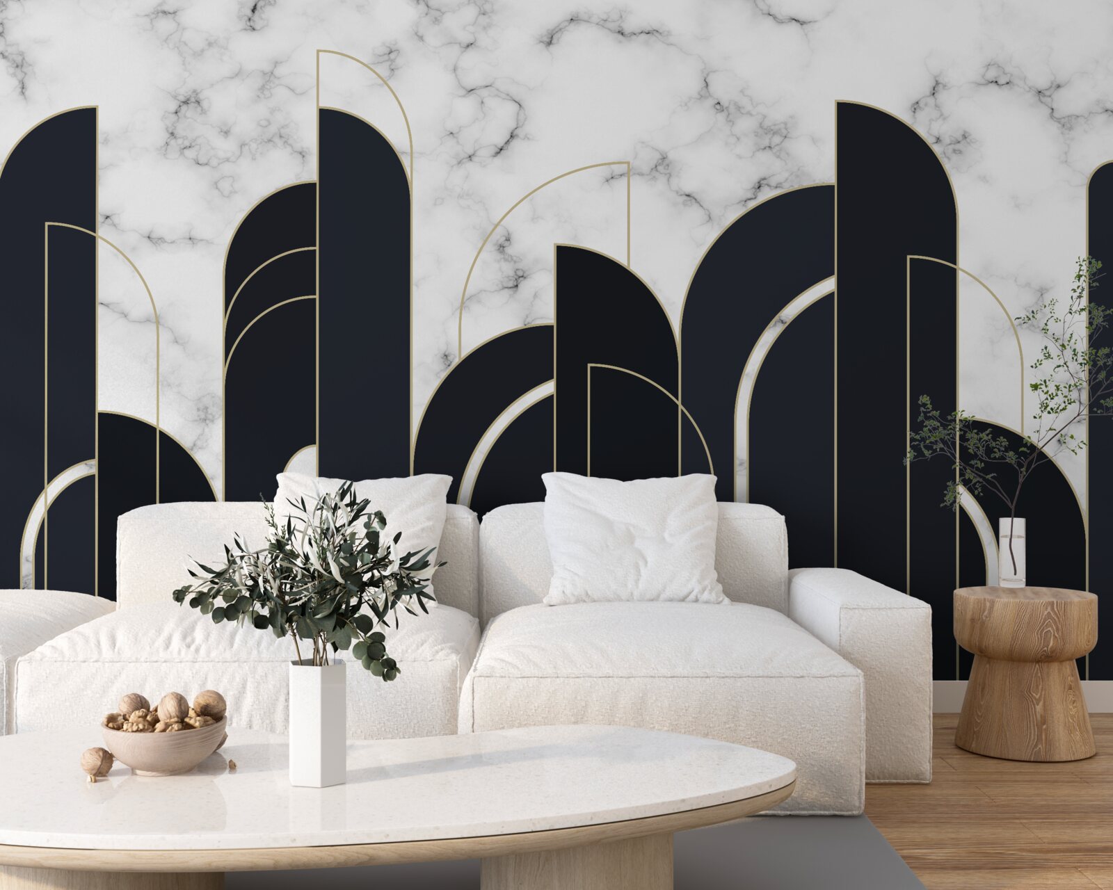 Фотошпалери вертикальні чорні лінії на сірому екрані привітання