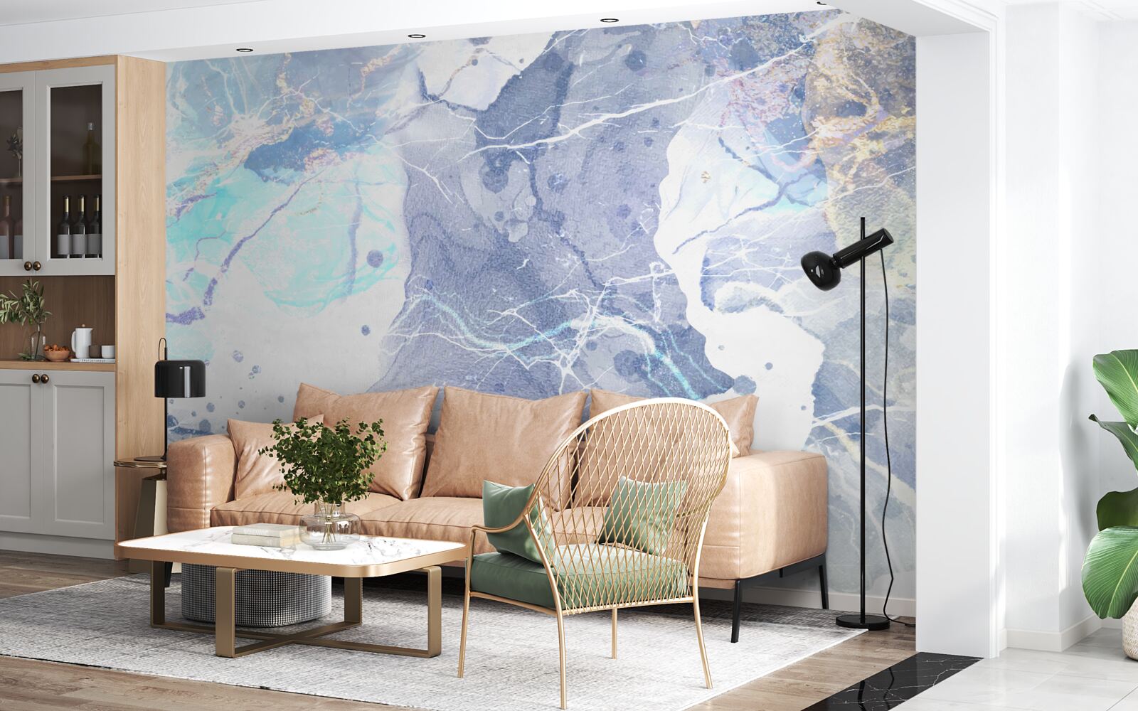 Фотошпалери блакитний мармур в абстрактному стилі