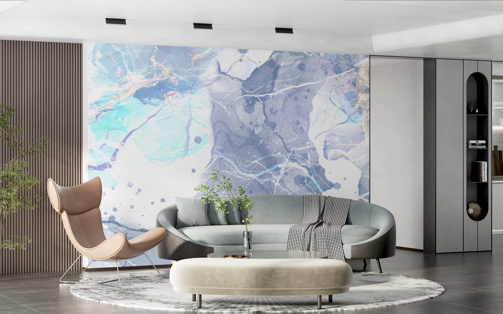 Фотошпалери блакитний мармур в абстрактному стилі