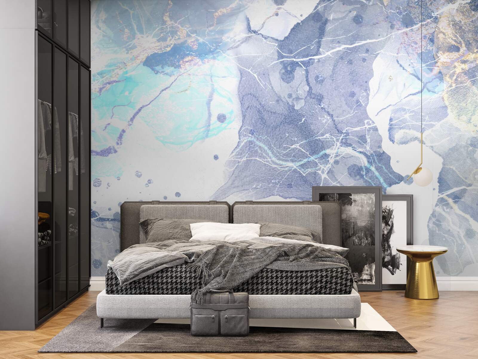 Фотошпалери блакитний мармур в абстрактному стилі