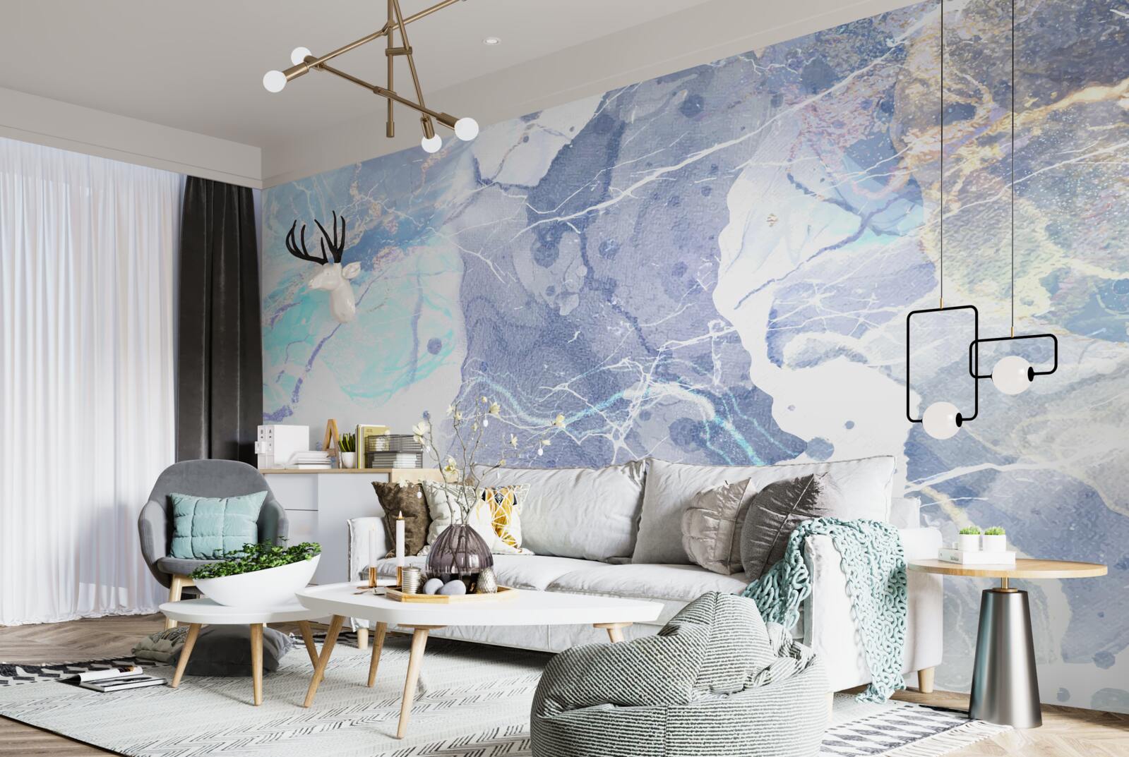 Фотошпалери блакитний мармур в абстрактному стилі