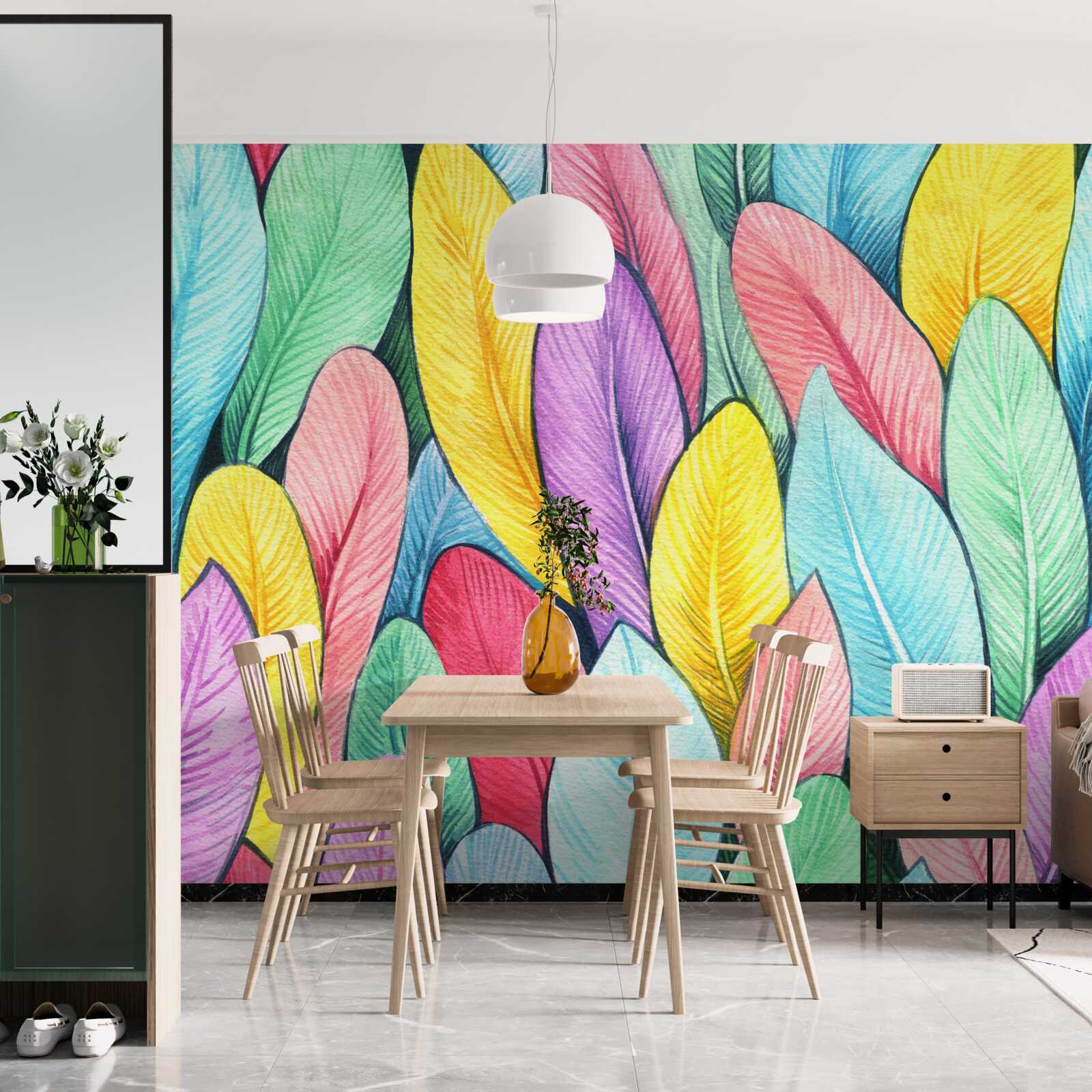 Фотошпалери різнобарвне листя яскравої осені