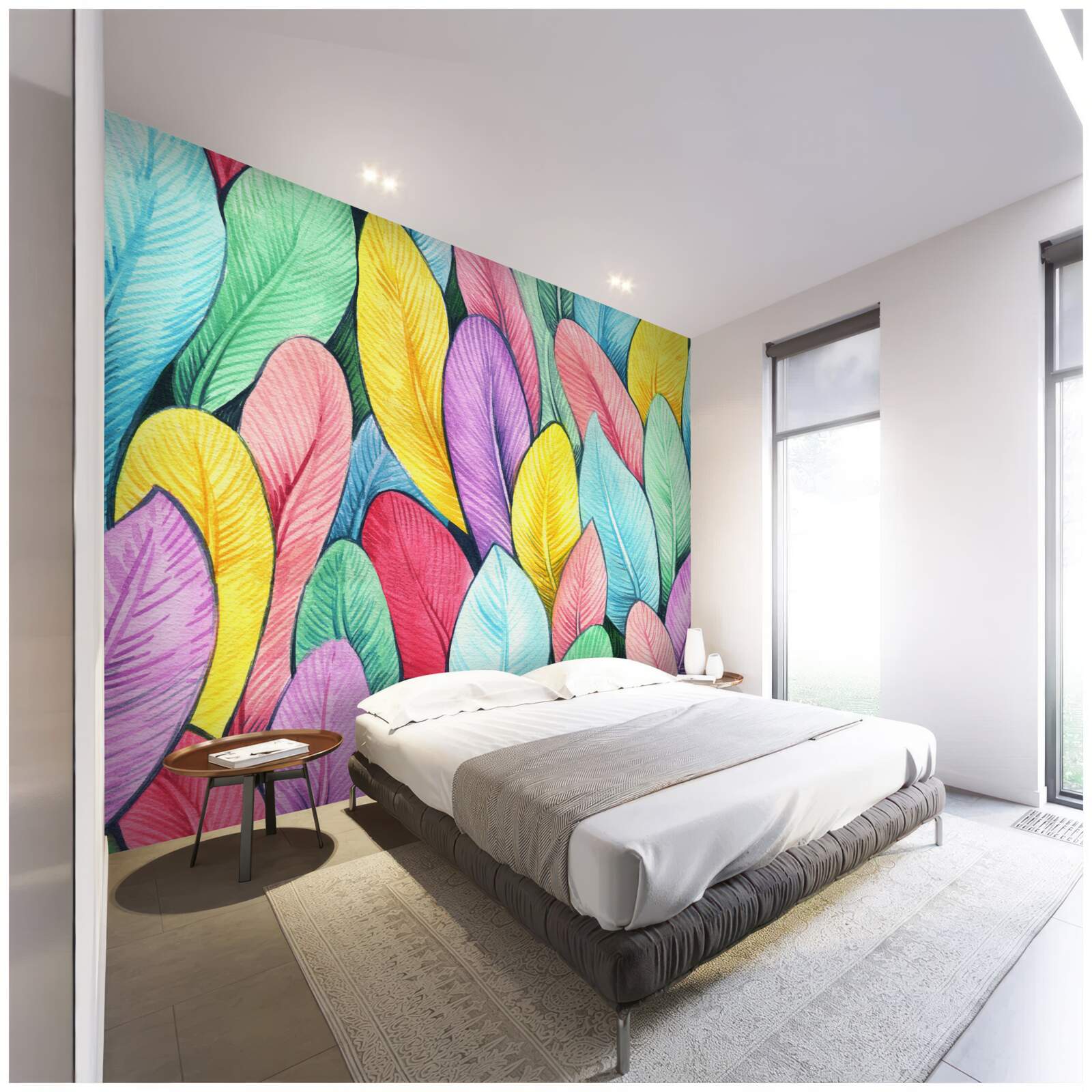 Фотошпалери різнобарвне листя яскравої осені