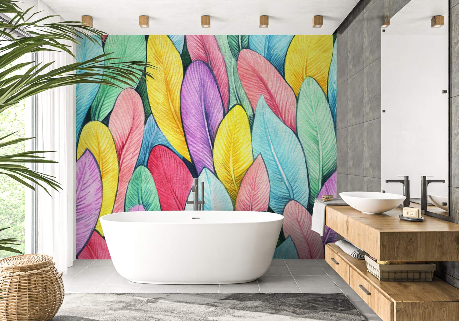 Фотошпалери різнобарвне листя яскравої осені