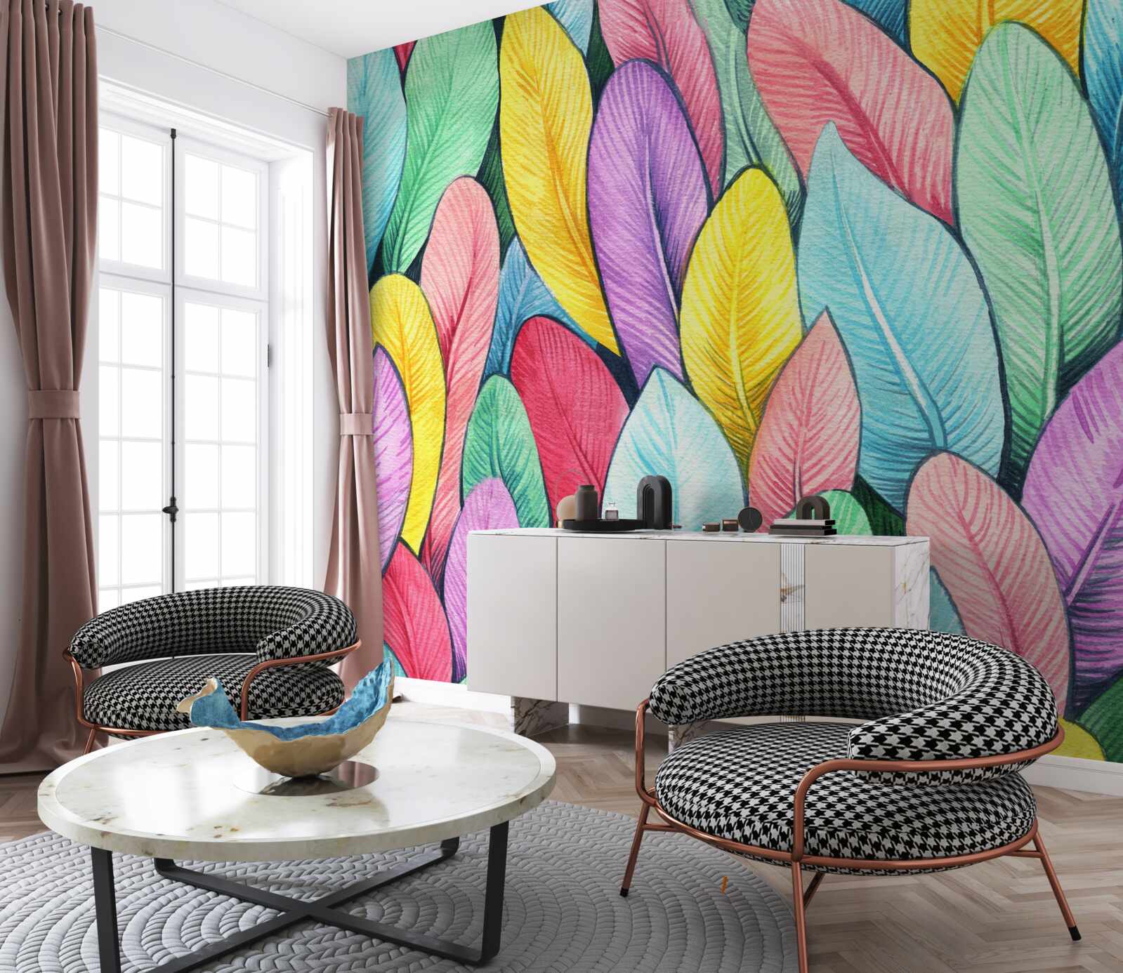 Фотошпалери різнобарвне листя яскравої осені