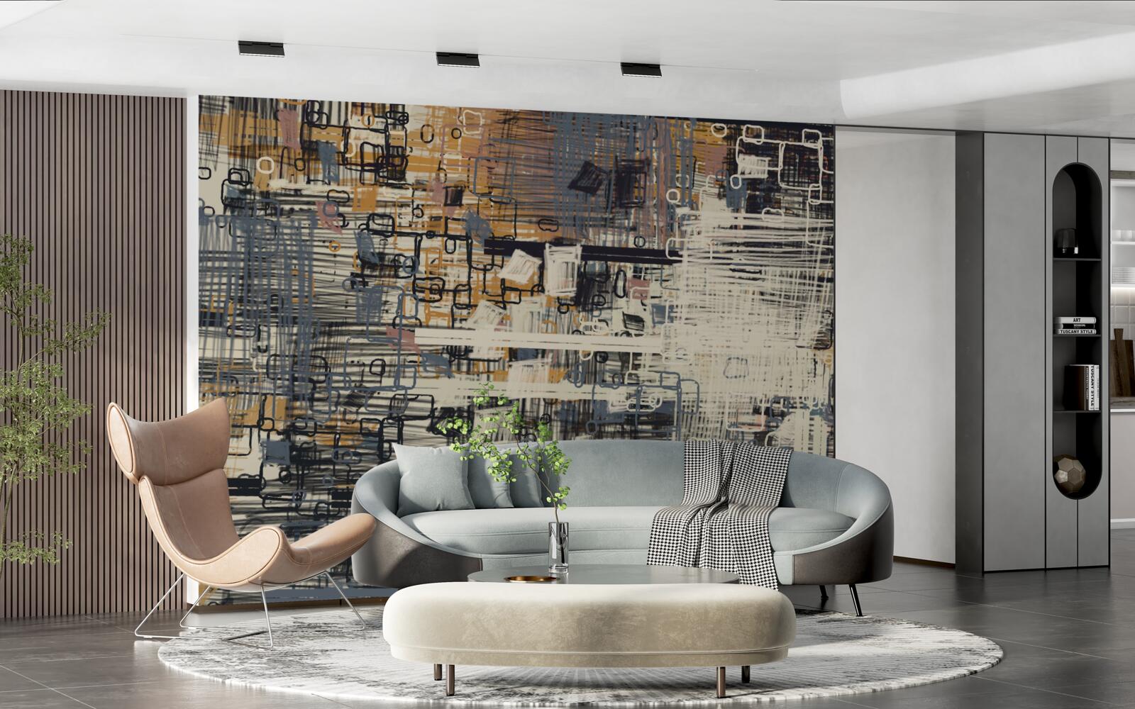 Фотошпалери конструкція, що складається з геометричних фігур прямокутної форми та різних відтінків