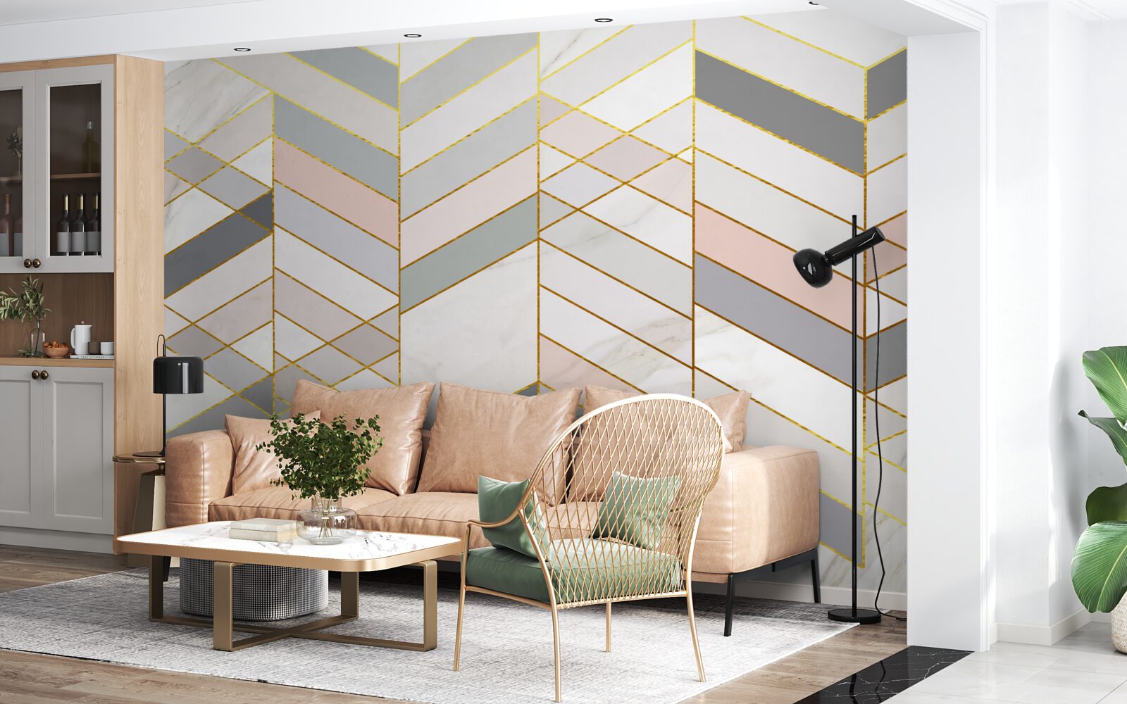 Фотошпалери пастельні лінії, розташовані по діагоналі