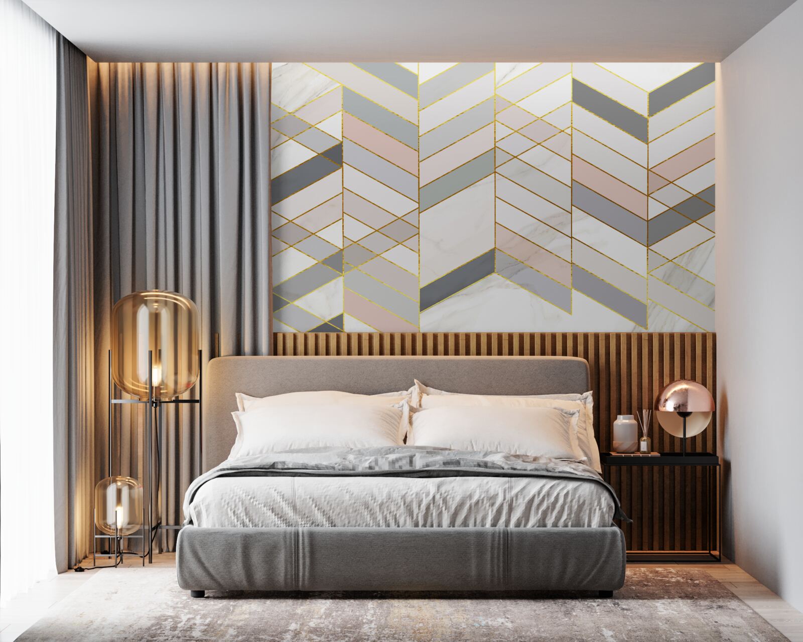 Фотошпалери пастельні лінії, розташовані по діагоналі