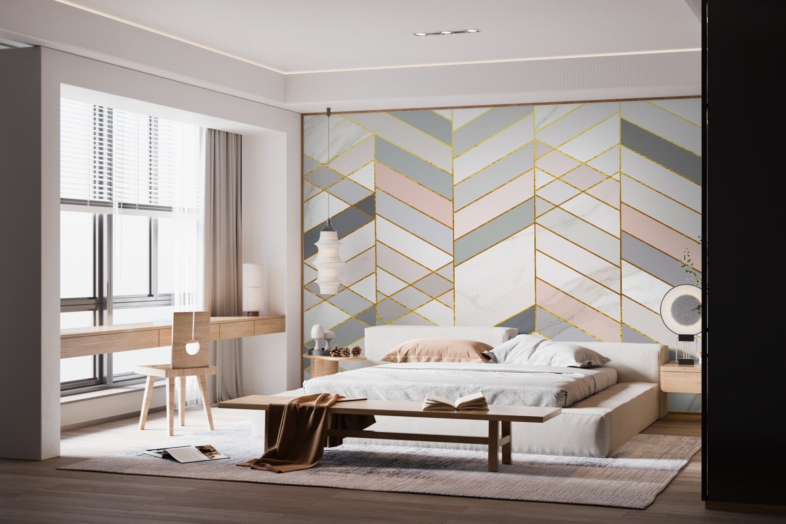 Фотошпалери пастельні лінії, розташовані по діагоналі