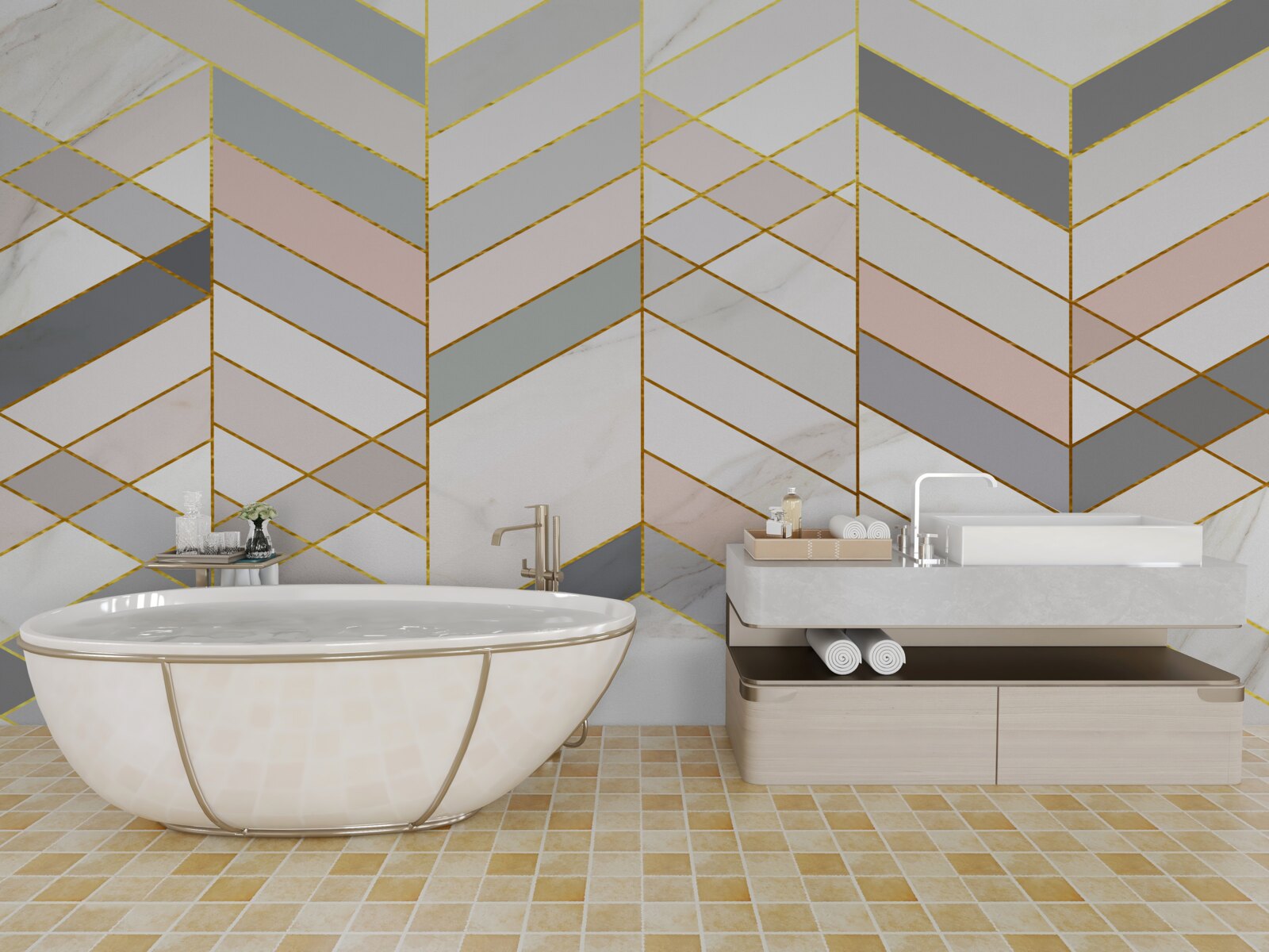 Фотошпалери пастельні лінії, розташовані по діагоналі