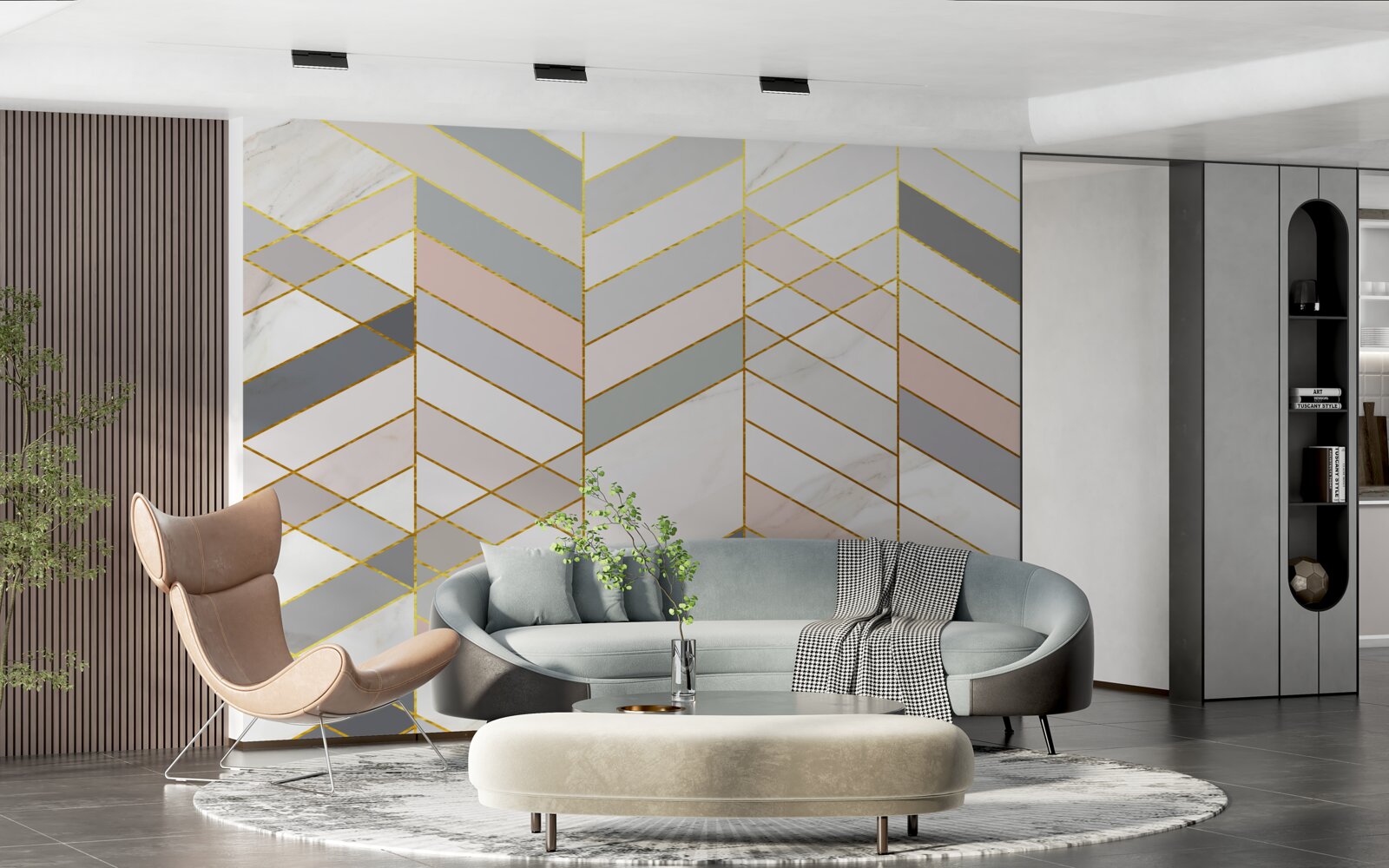 Фотошпалери пастельні лінії, розташовані по діагоналі