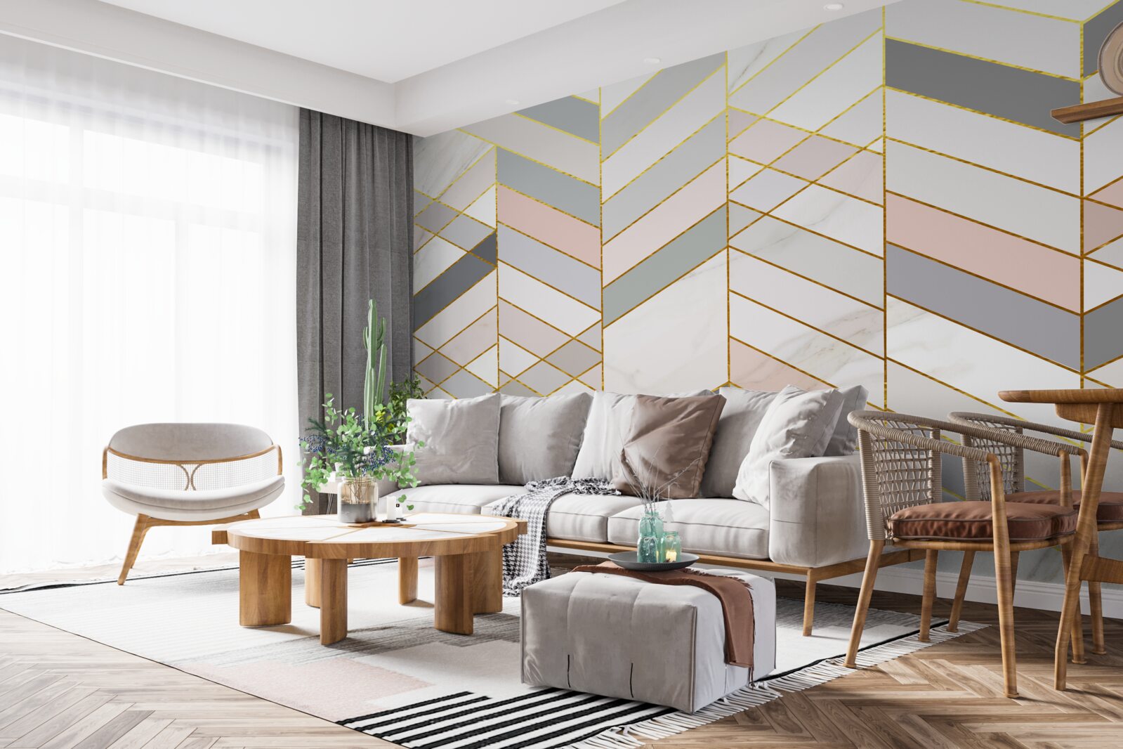 Фотошпалери пастельні лінії, розташовані по діагоналі