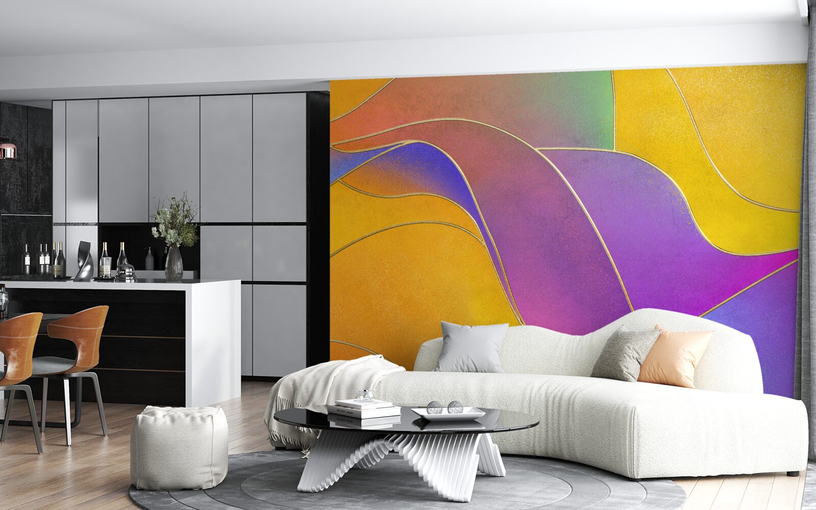 Фотошпалери вільні лінії фіолетового кольору