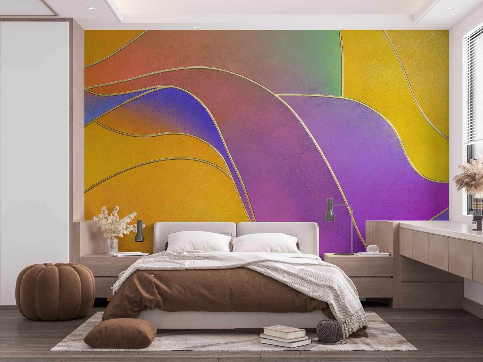 Фотошпалери вільні лінії фіолетового кольору