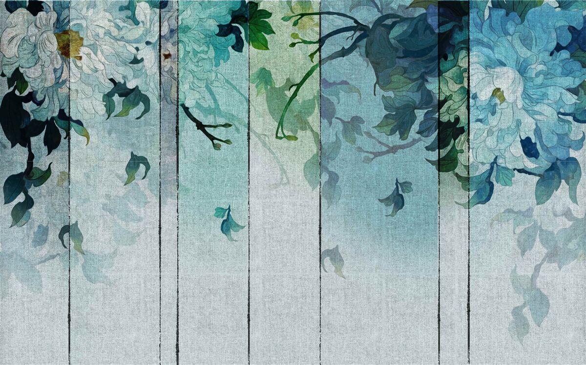 Фотошпалери флора у відтінках морської піни