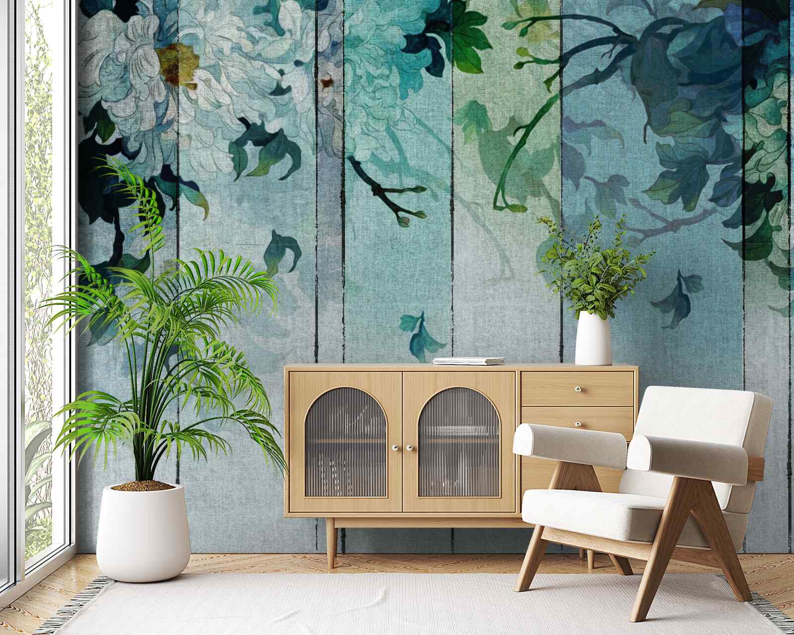 Фотошпалери флора у відтінках морської піни