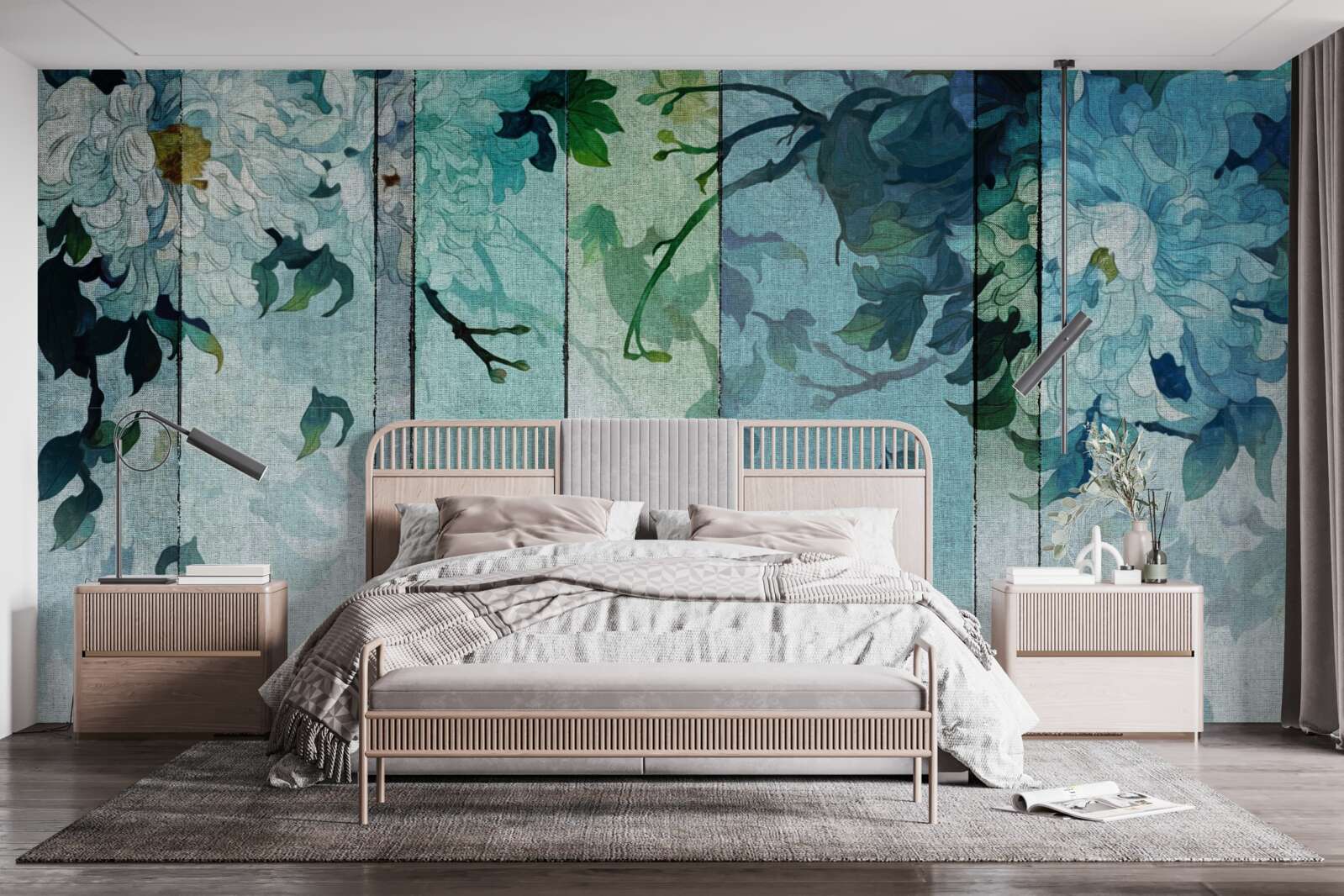 Фотошпалери флора у відтінках морської піни