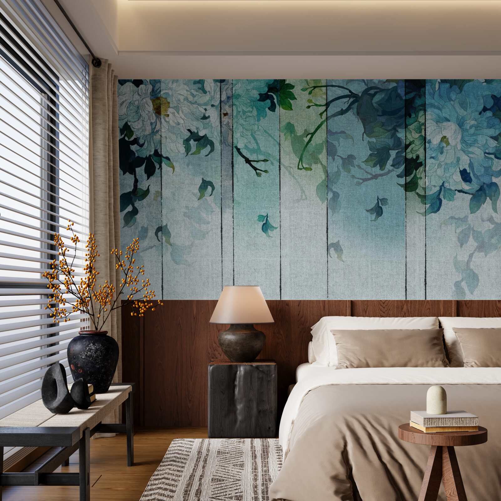 Фотошпалери флора у відтінках морської піни