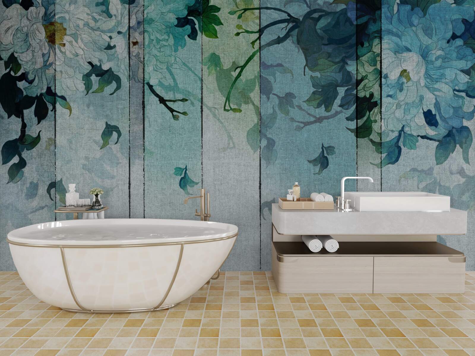 Фотошпалери флора у відтінках морської піни