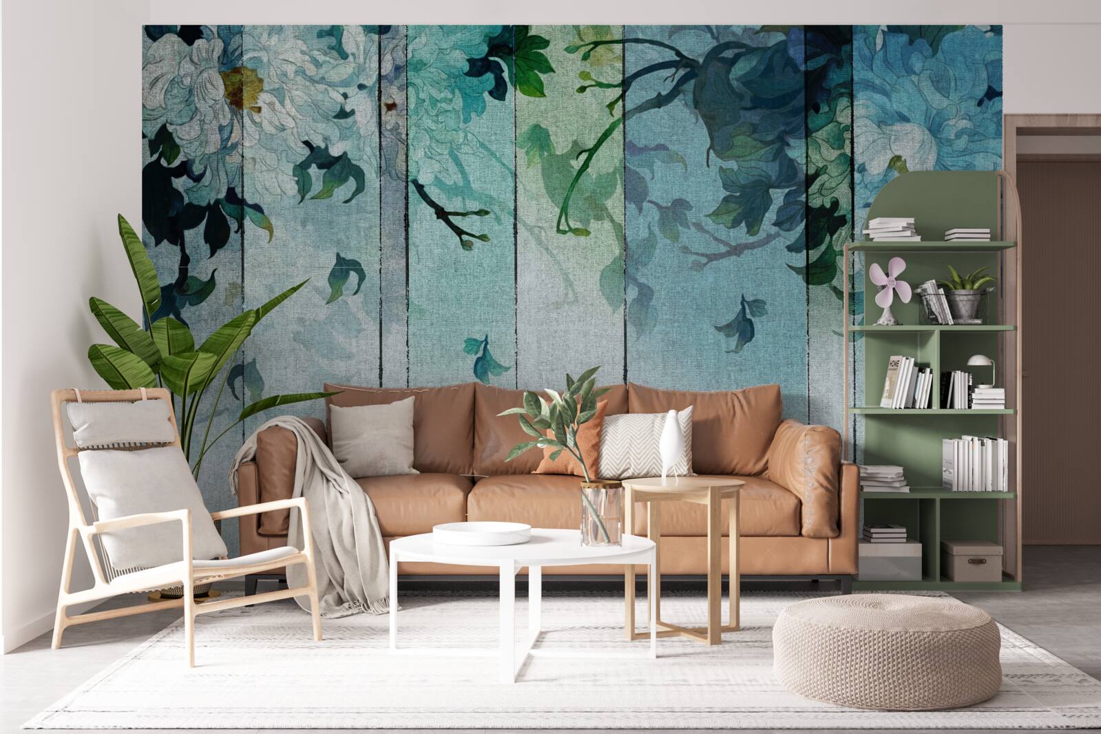 Фотошпалери флора у відтінках морської піни