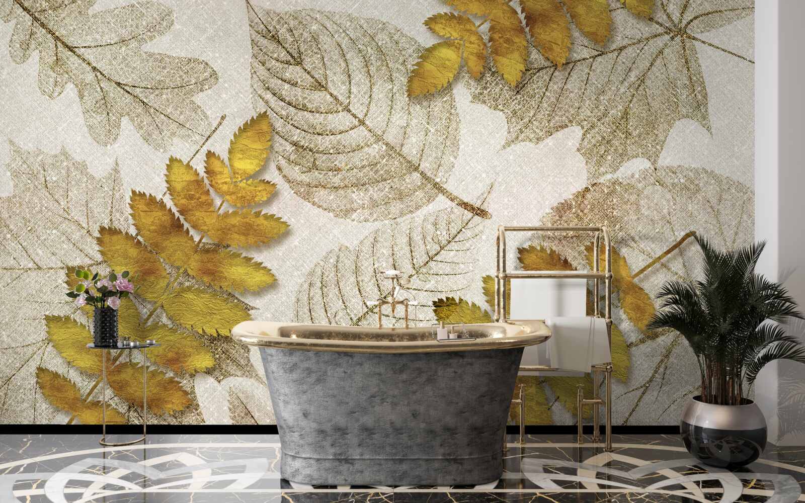 Фотошпалери джунглі, вкриті золотом