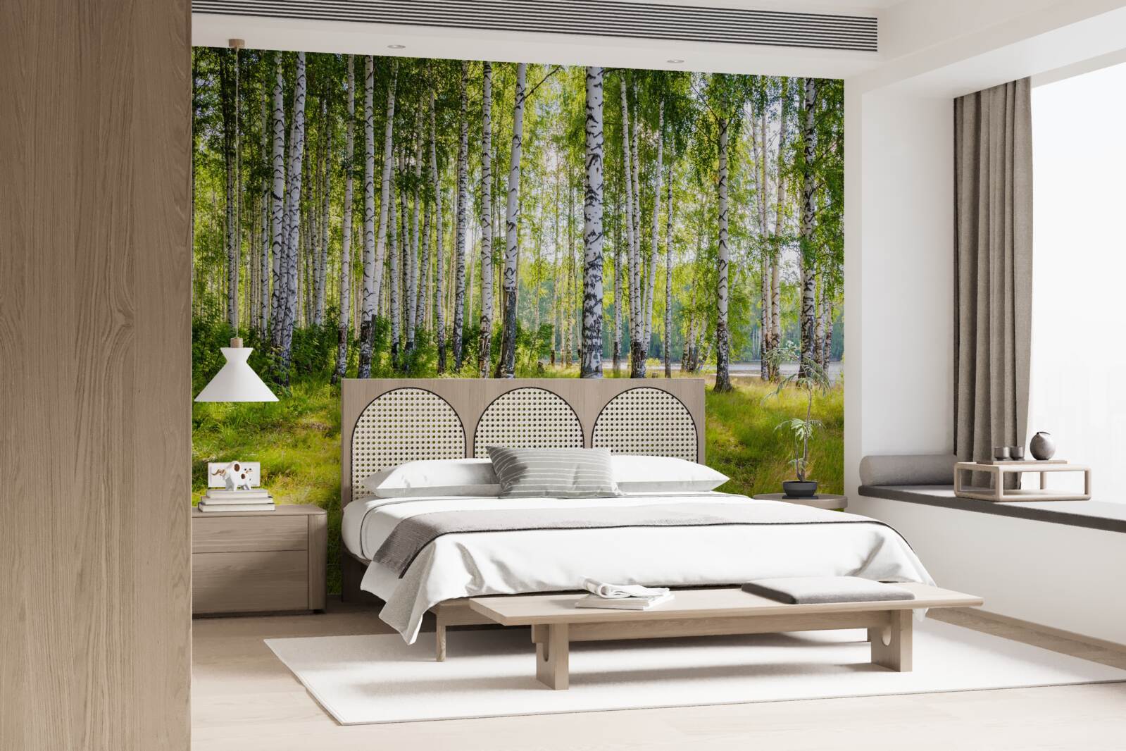 Фотошпалери Світанок у зеленому березовому скрабі