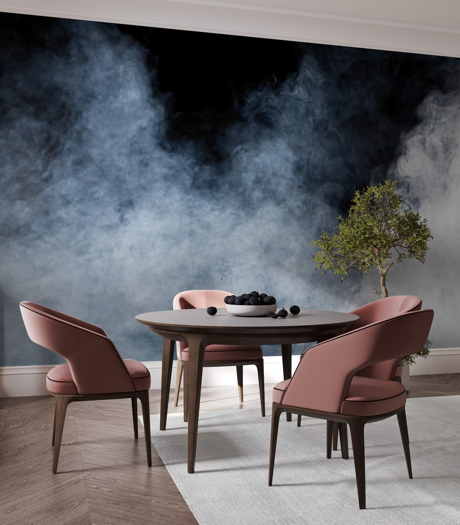 Фотошпалери густий туман огорнув нічний ліс