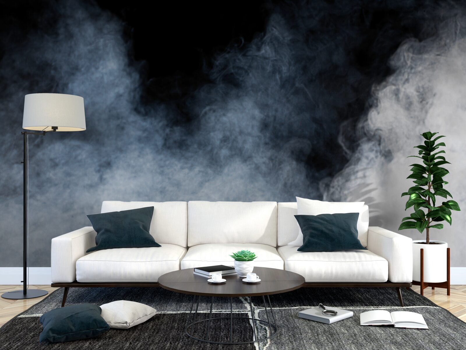 Фотошпалери густий туман огорнув нічний ліс